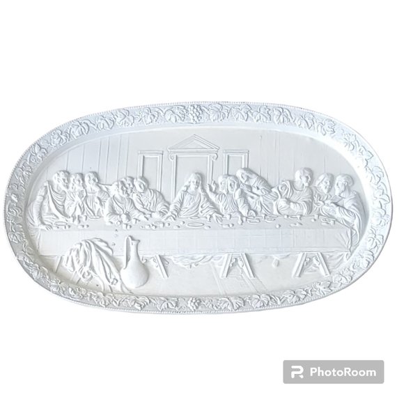 Vintage Ajax Last Supper Painted Brass Wall Hanging Easter Made in Japan - Picture 1 of 11